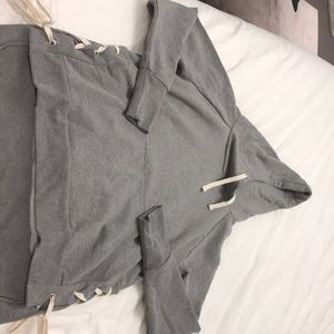 Gap gray hooded sweatshirt with lace up sides NWT